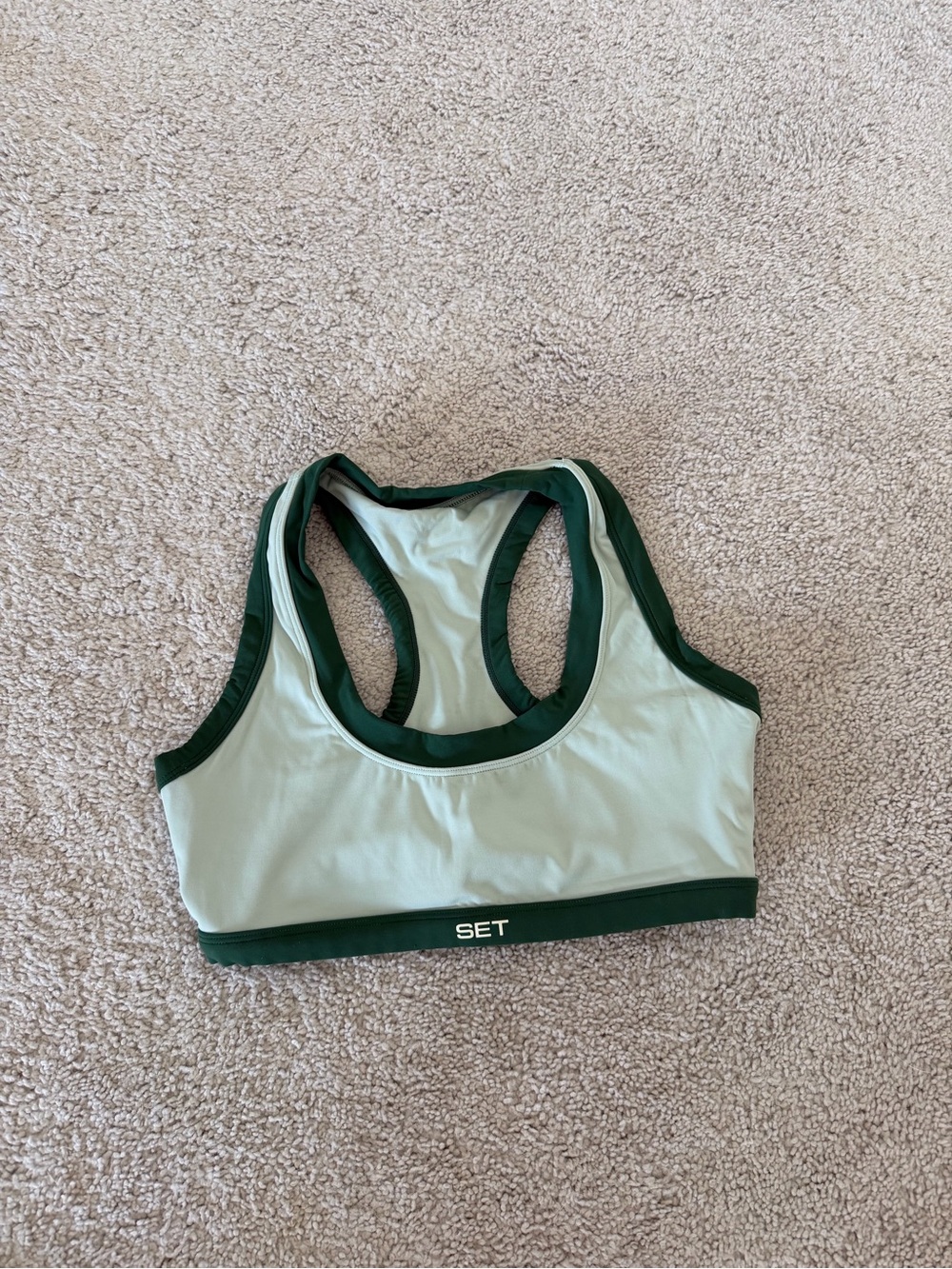 SET Active Two-Tone Mint and Forest Green Racerback Sports Bra